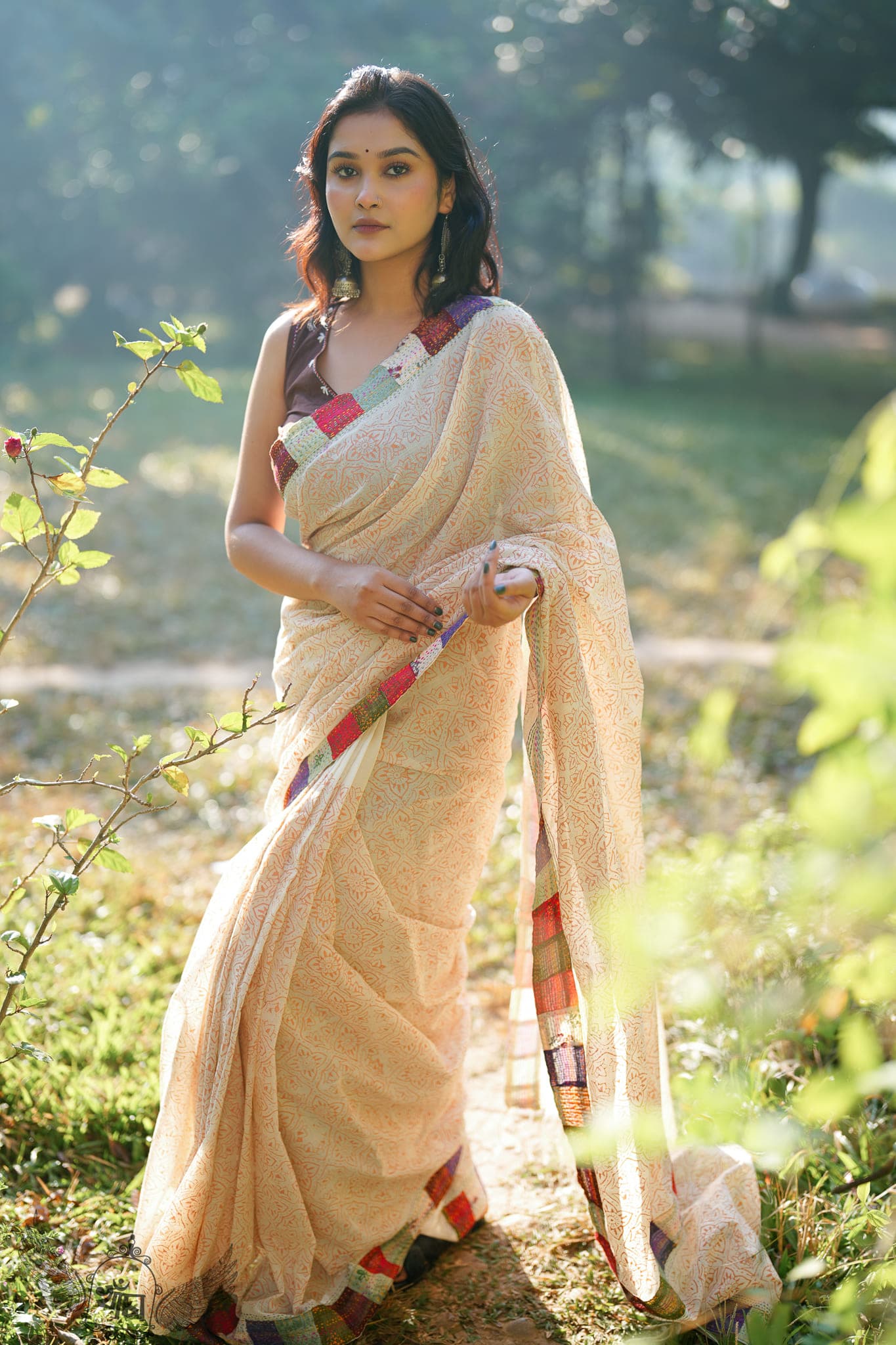 ব্লক প্রিন্ট শাড়ি